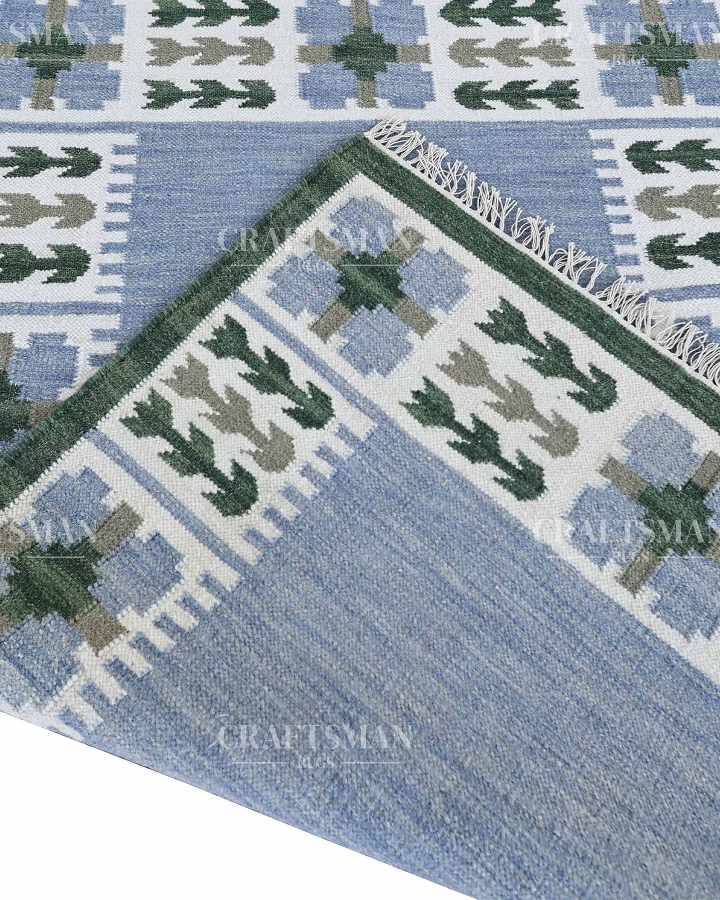 Gridora Wool Dhurrie Hand-Woven Flatweave Rug