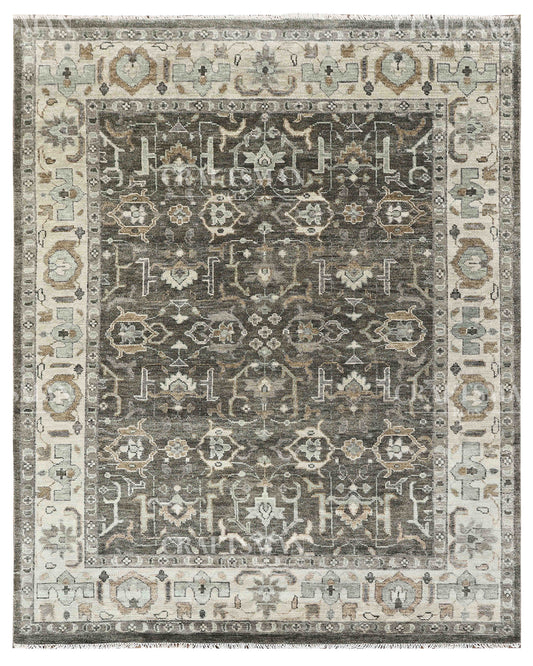 10x14 Large Oushak Rug Handmade Wool Area Rug, Green Blue Turkish Vintage Style Rug, Hand Knotted Living Room Rug, Floral Oriental Carpet, Bedroom Rug