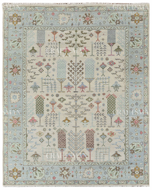 8x10 feet Wool Hand-Knotted Oushak-Inspired Rug | Craftsman Rugs Exclusive