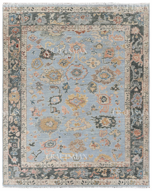 8x10 feet Wool Hand-Knotted Oushak-Inspired Rug | Craftsman Rugs Exclusive