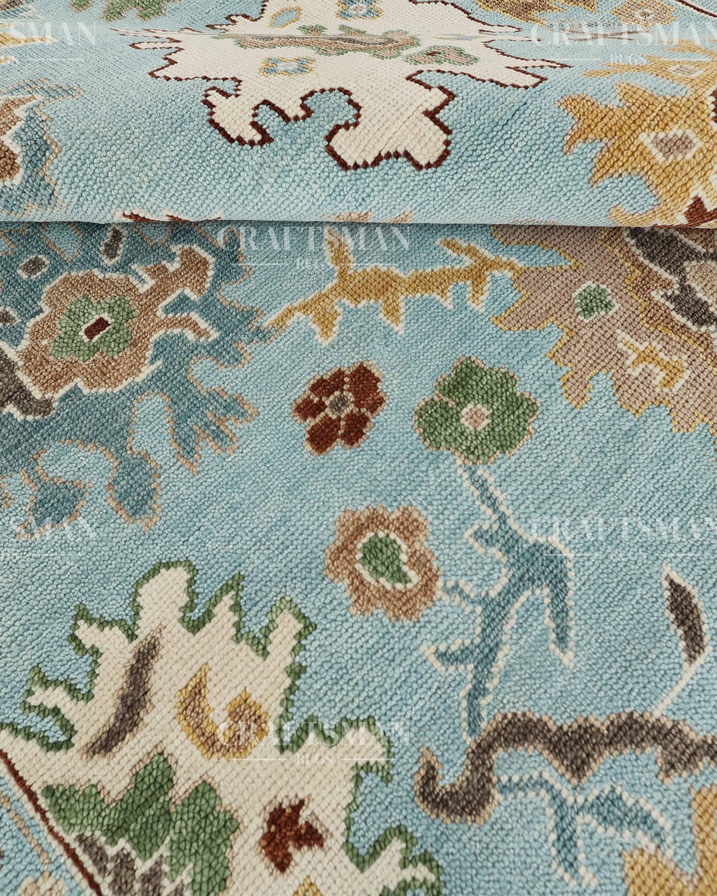 8x10 feet Wool Hand-Knotted Oushak-Inspired Rug | Craftsman Rugs Exclusive