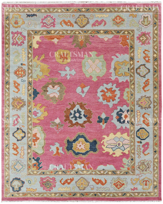 8x10 feet Wool Hand-Knotted Oushak-Inspired Rug | Craftsman Rugs Exclusive