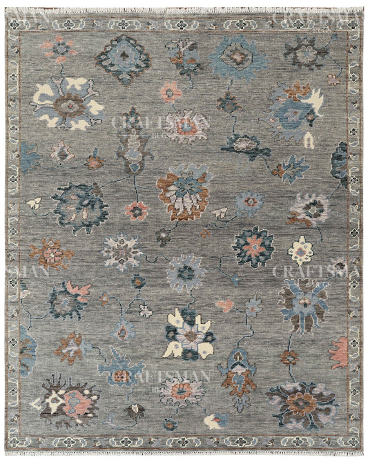 8x10 feet Wool Hand-Knotted Oushak-Inspired Rug | Craftsman Rugs Exclusive