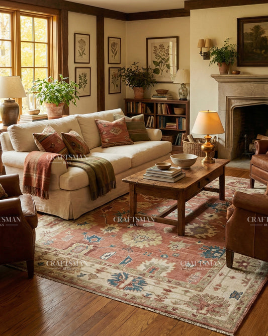 Veyra Wool Hand-Knotted Oushak-Inspired Rug