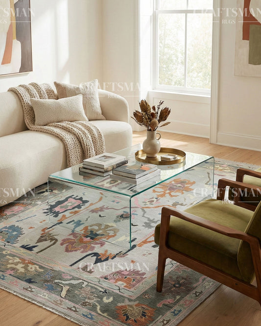 Sultana Wool Hand-Knotted Oushak-Inspired Rug