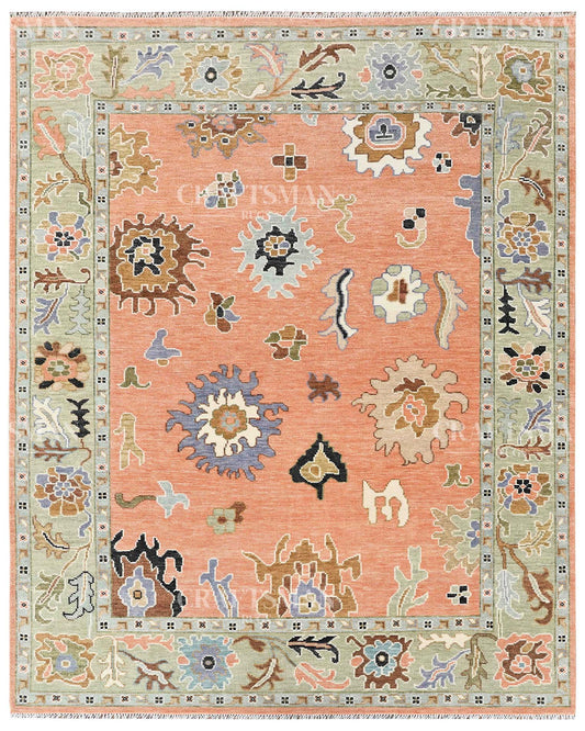 Quyora Wool Hand-Knotted Oushak-Inspired Rug