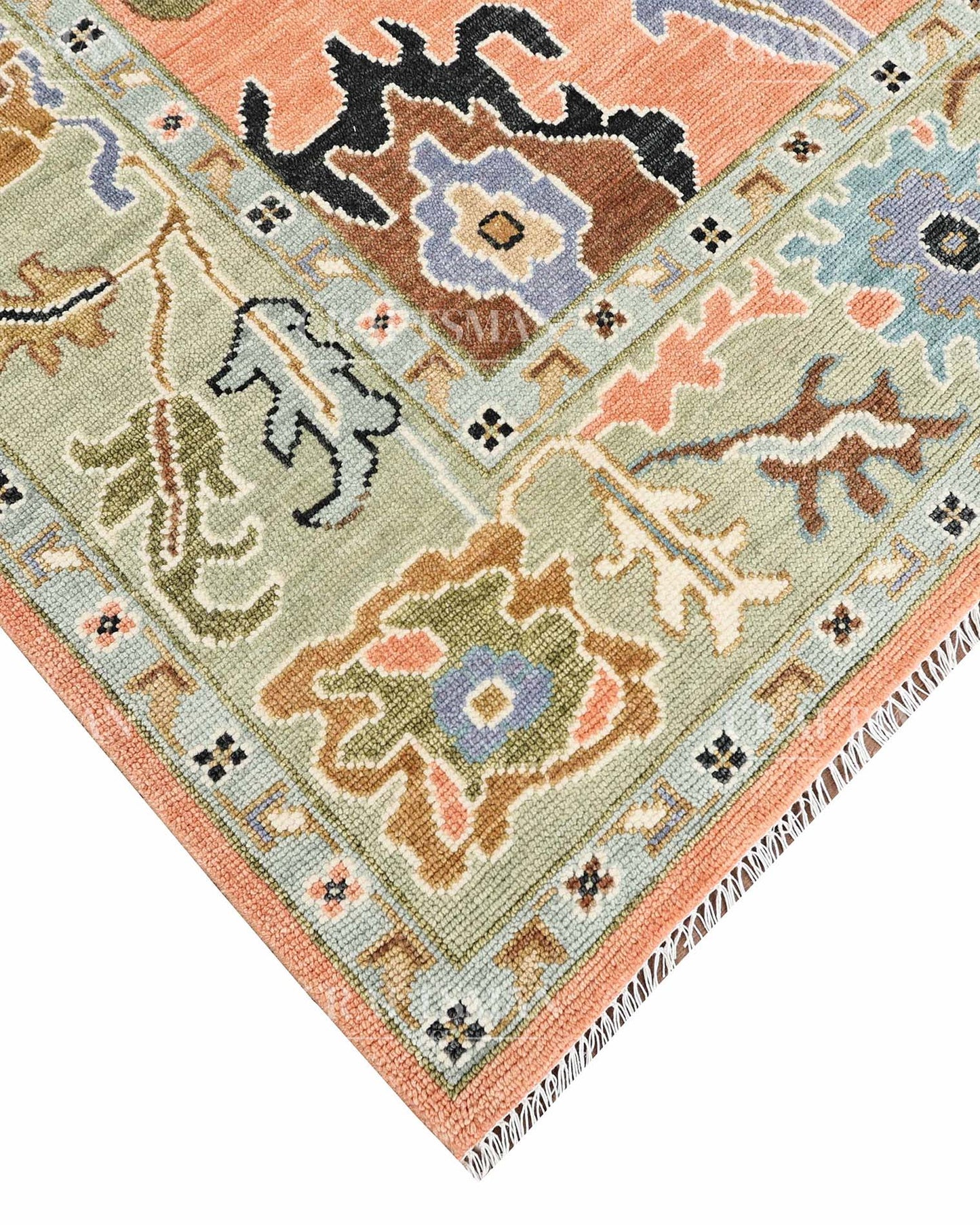 Quyora Wool Hand-Knotted Oushak-Inspired Rug