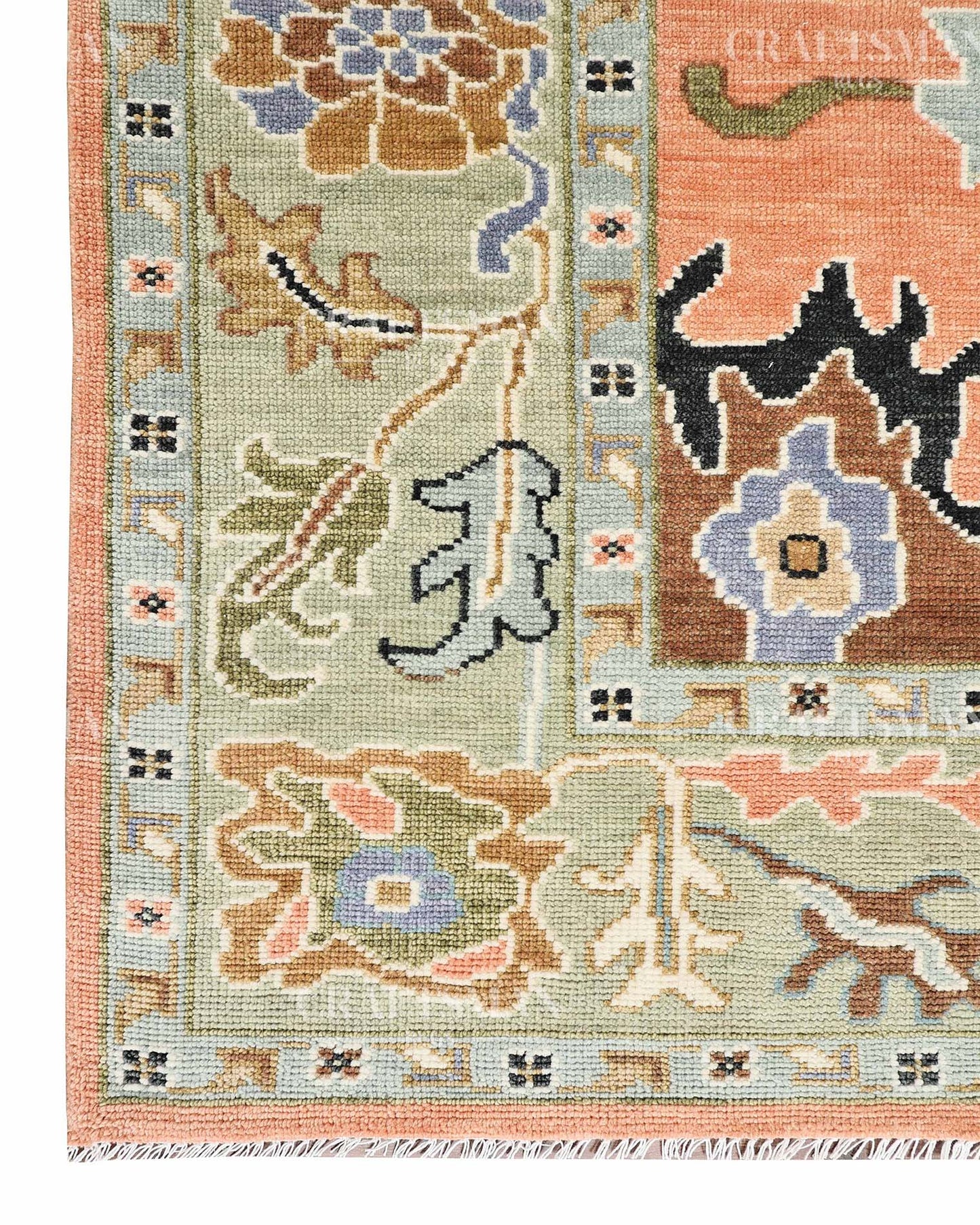 Quyora Wool Hand-Knotted Oushak-Inspired Rug