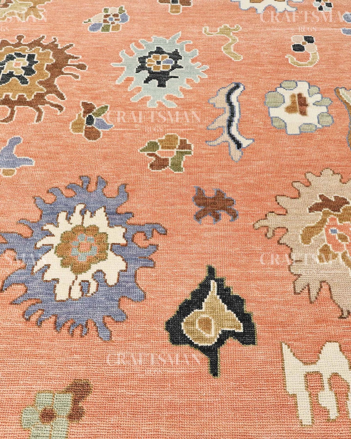 Quyora Wool Hand-Knotted Oushak-Inspired Rug
