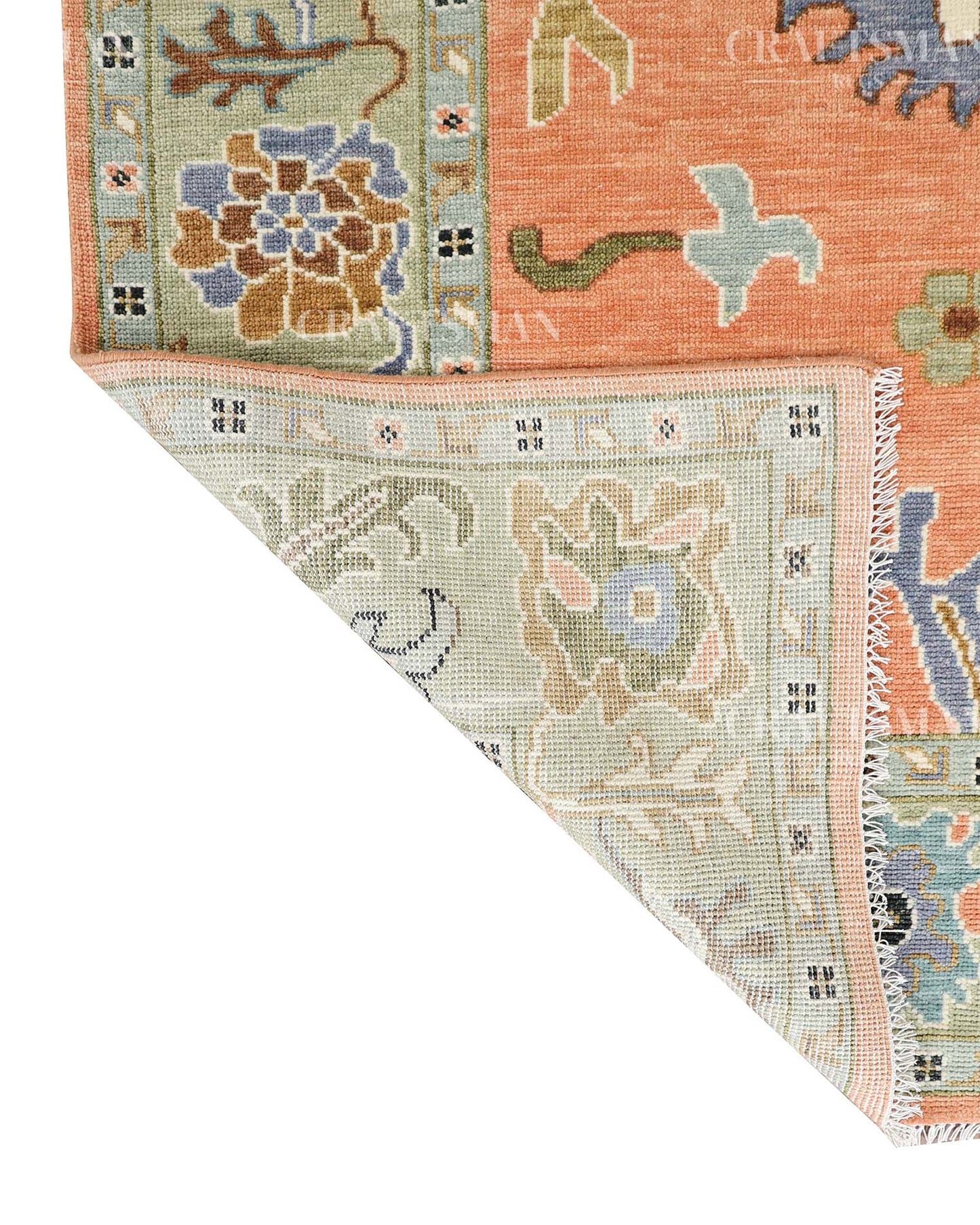 Quyora Wool Hand-Knotted Oushak-Inspired Rug