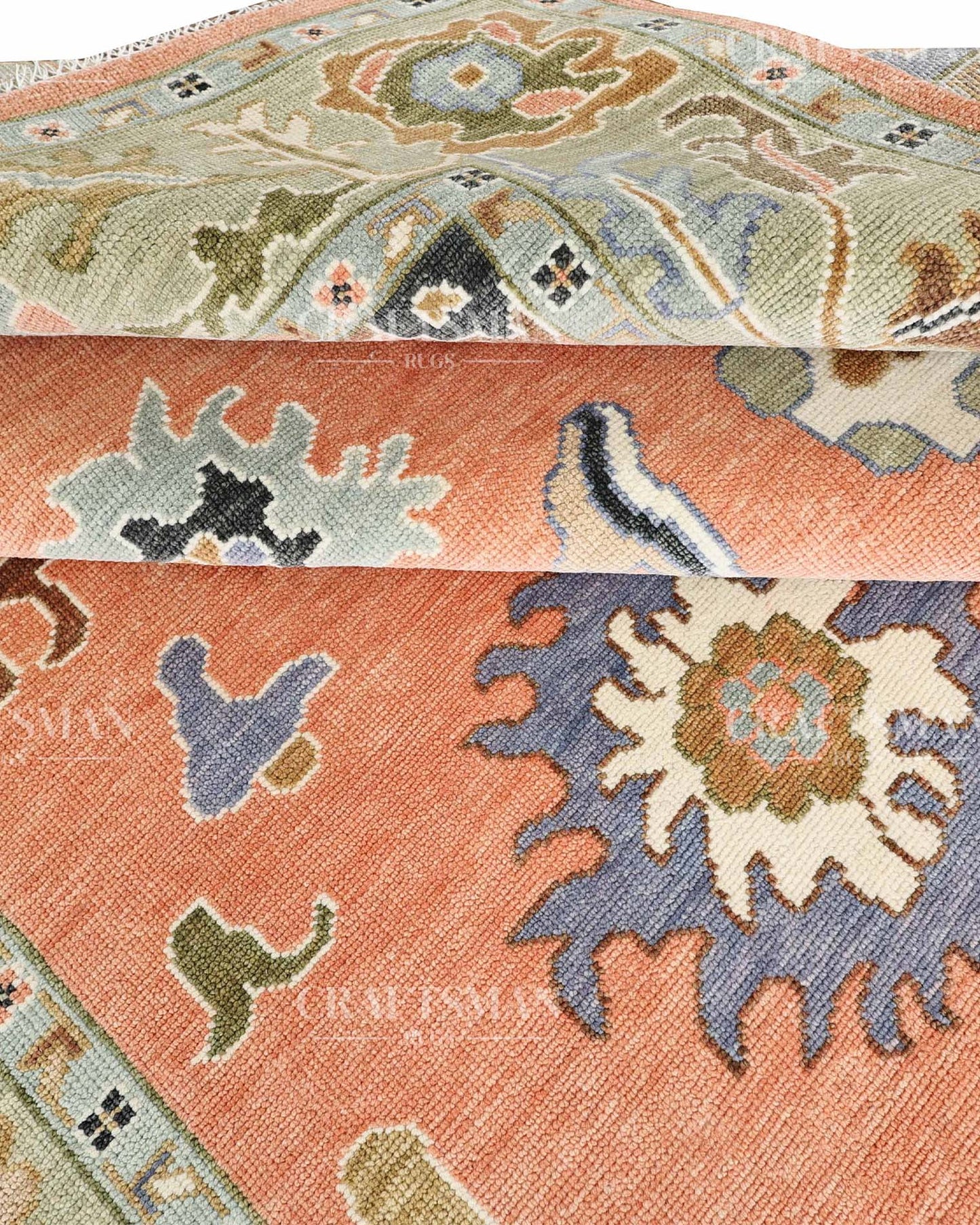 Quyora Wool Hand-Knotted Oushak-Inspired Rug