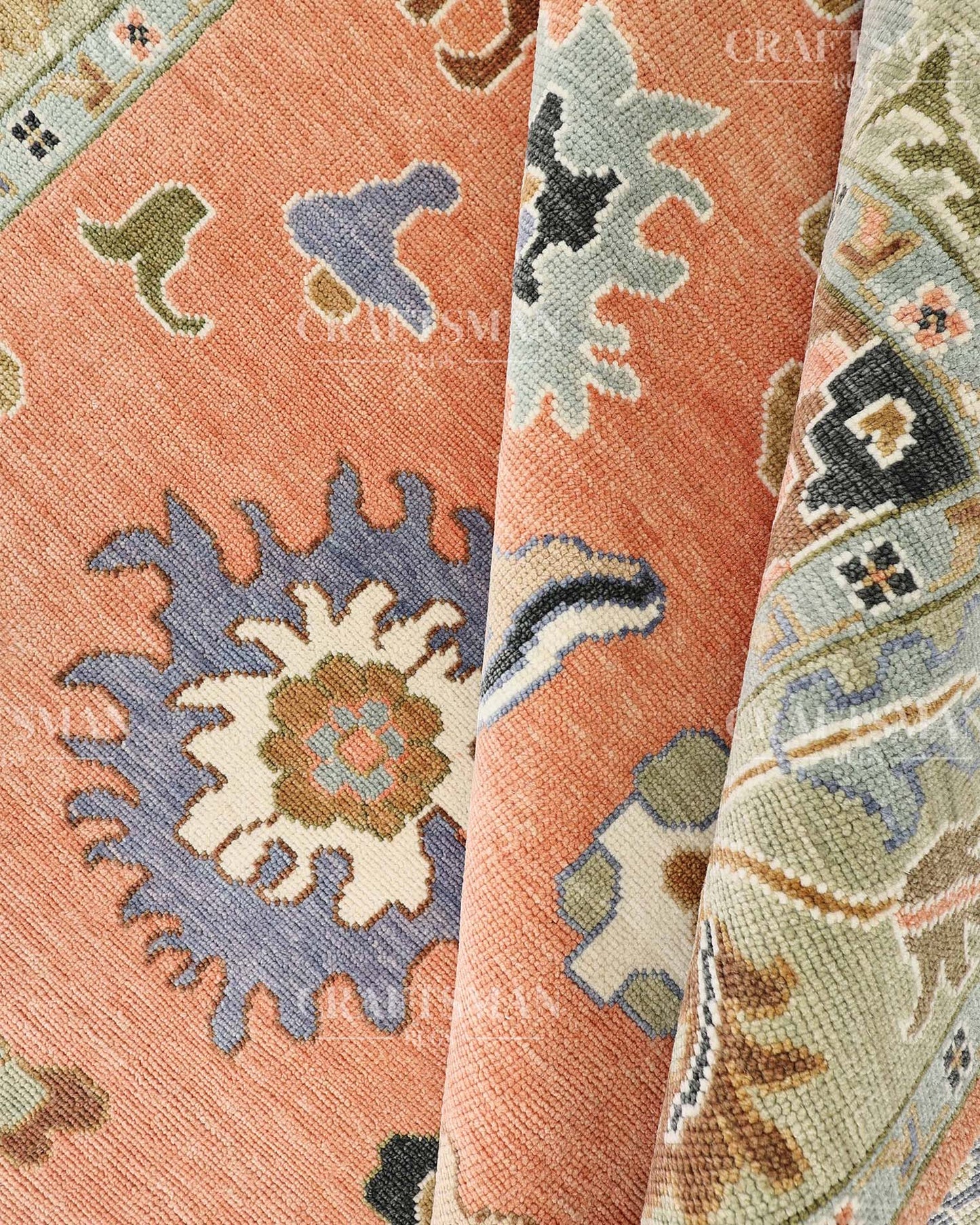 Quyora Wool Hand-Knotted Oushak-Inspired Rug