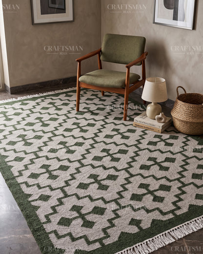 Tigris Wool Dhurrie Hand-Woven Flatweave Rug