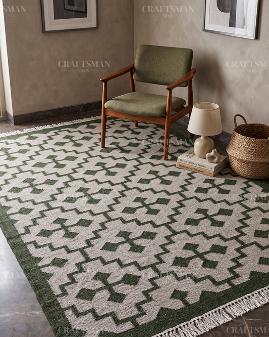 Tigris Wool Dhurrie Hand-Woven Flatweave Rug
