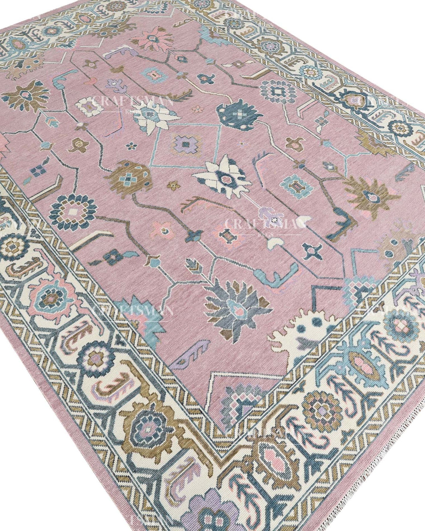 8x10 feet Wool Hand-Knotted Oushak-Inspired Rug | Craftsman Rugs Exclusive