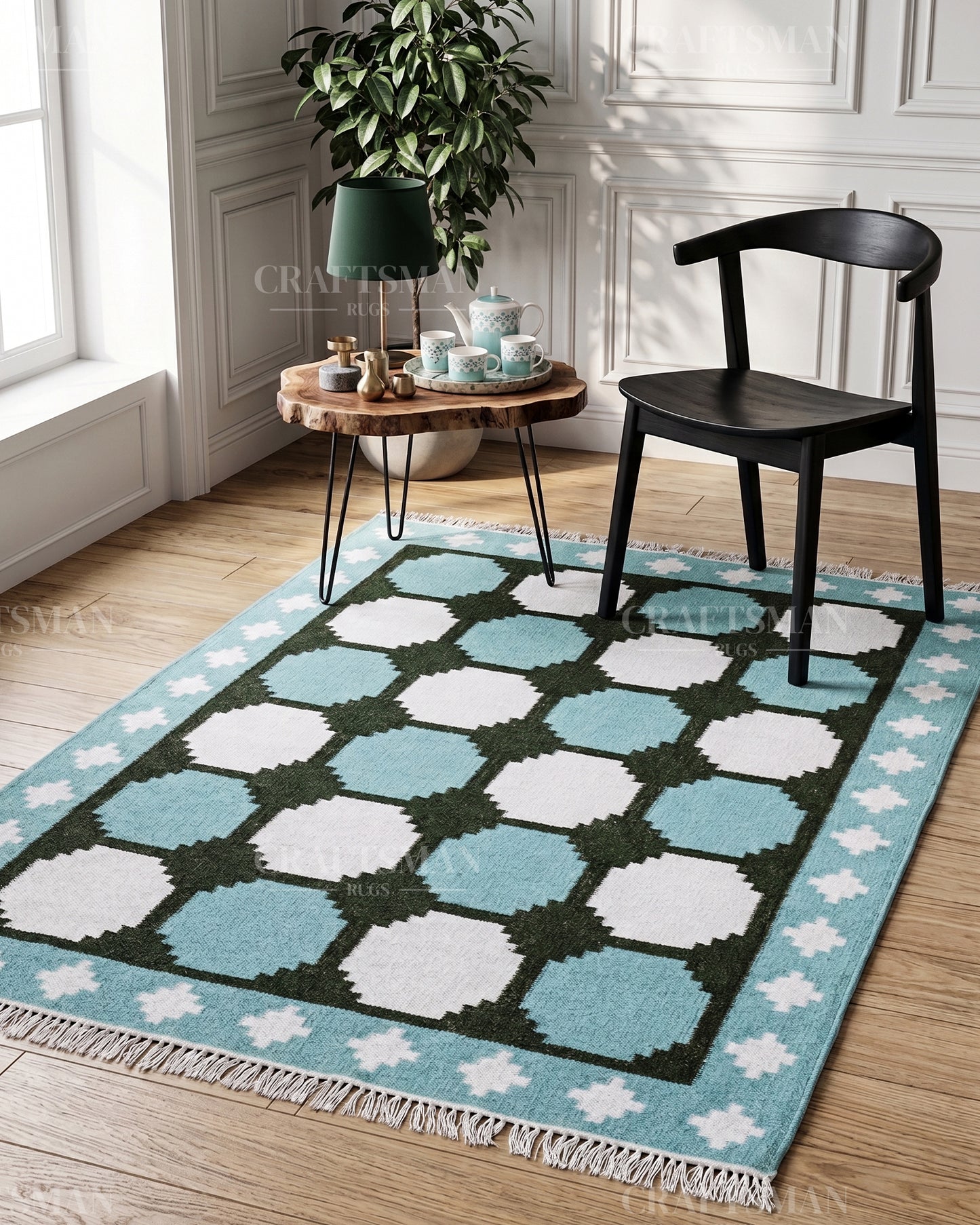 Geonara Wool Dhurrie Hand-Woven Flatweave Rug