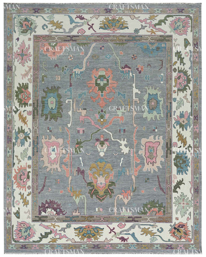 Seljuk Wool Hand-Knotted Oushak-Inspired Rug