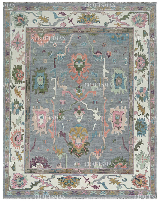 Seljuk Wool Hand-Knotted Oushak-Inspired Rug