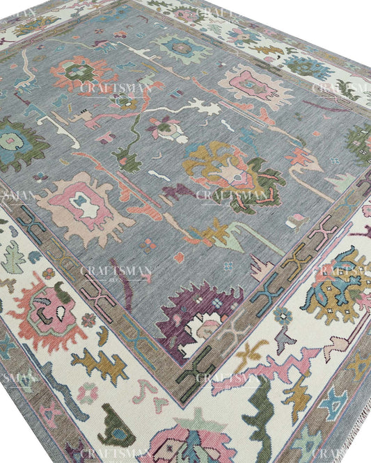 Seljuk Wool Hand-Knotted Oushak-Inspired Rug