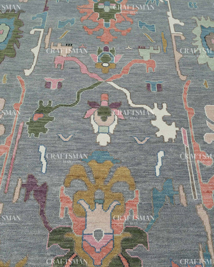 Seljuk Wool Hand-Knotted Oushak-Inspired Rug