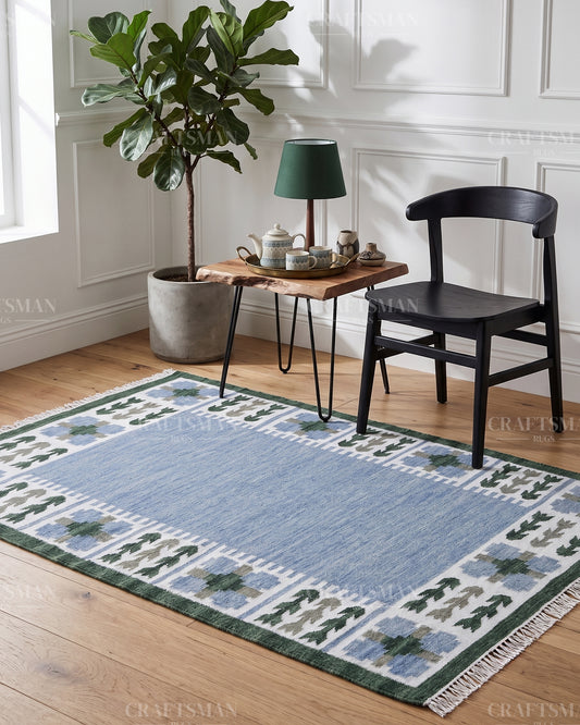 Gridora Wool Dhurrie Hand-Woven Flatweave Rug