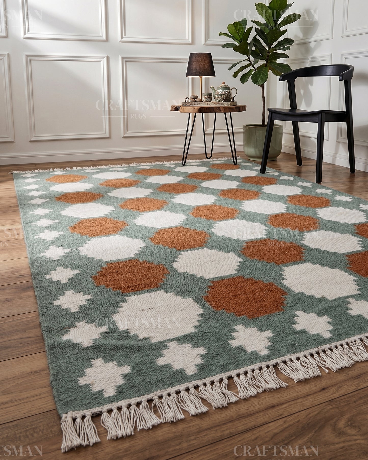 Latticea Wool Dhurrie Hand-Woven Flatweave Rug