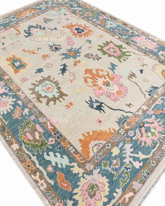 Troya Wool Hand-Knotted Oushak-Inspired Rug