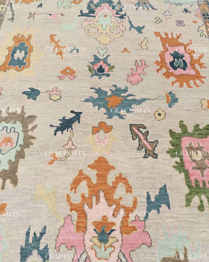 Troya Wool Hand-Knotted Oushak-Inspired Rug