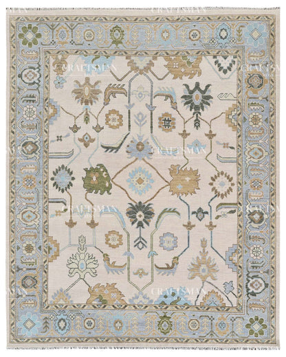 Byzantia Wool Hand-Knotted Oushak-Inspired Rug