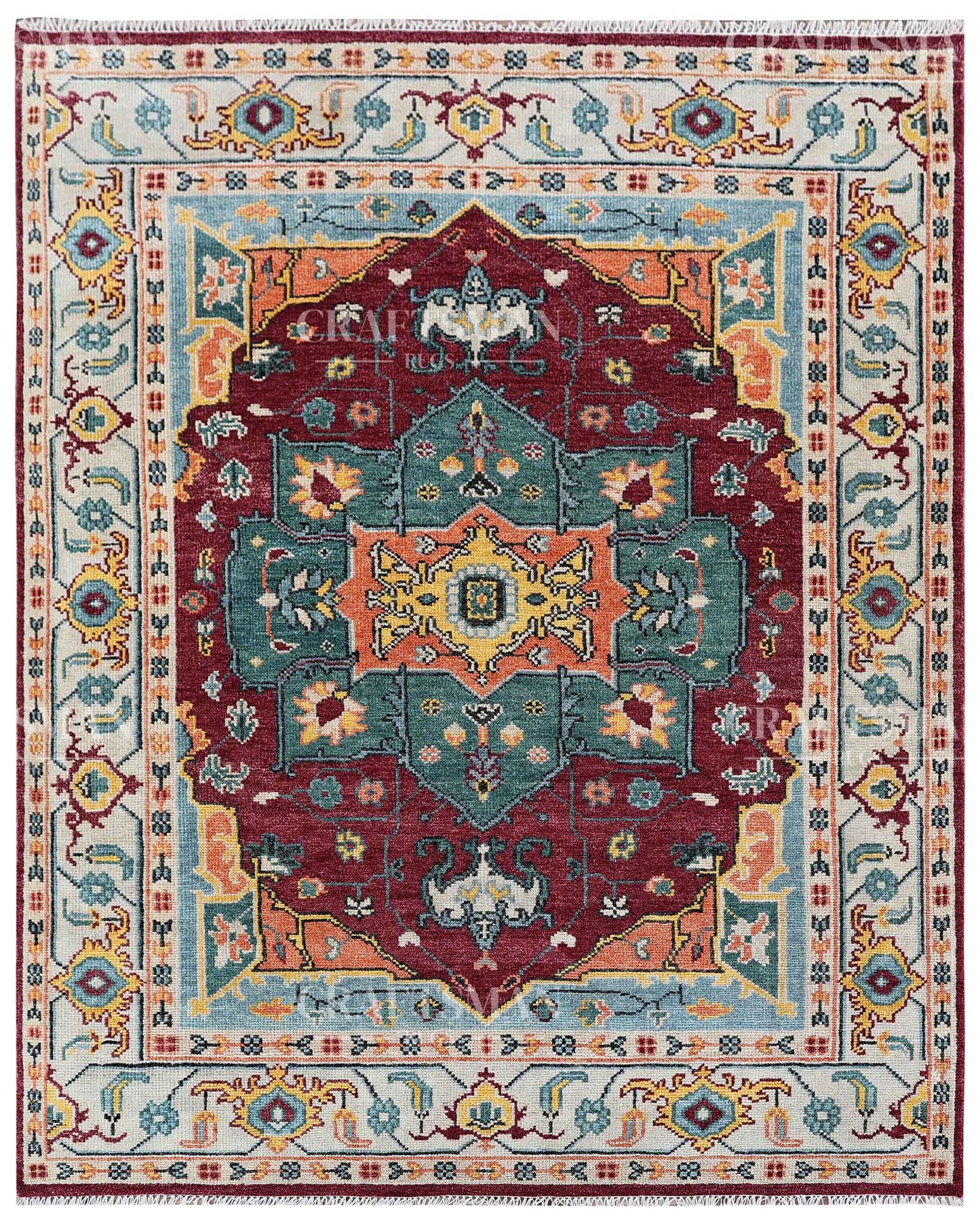 Vinra Wool Hand-Knotted Oushak-Inspired Rug