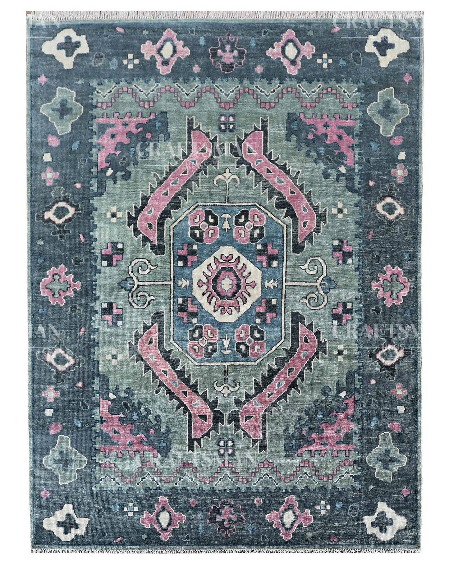 Rivis Wool Hand-Knotted Oushak-Inspired Rug