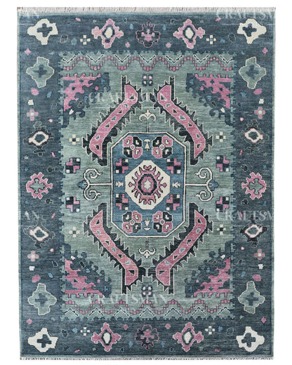 Rivis Wool Hand-Knotted Oushak-Inspired Rug