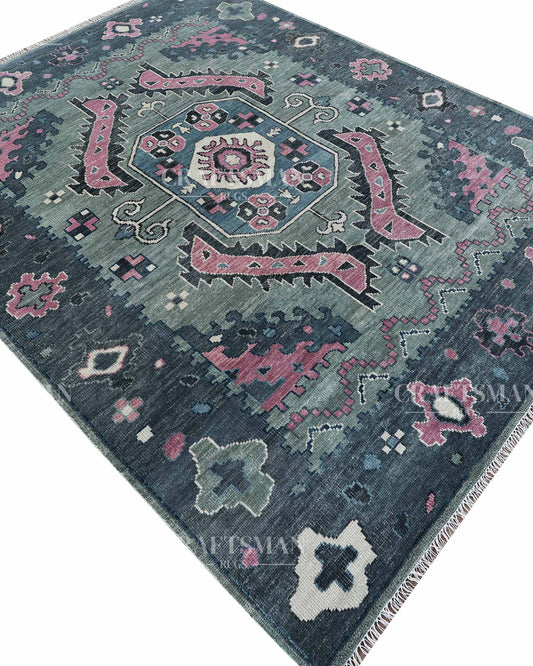 Rivis Wool Hand-Knotted Oushak-Inspired Rug