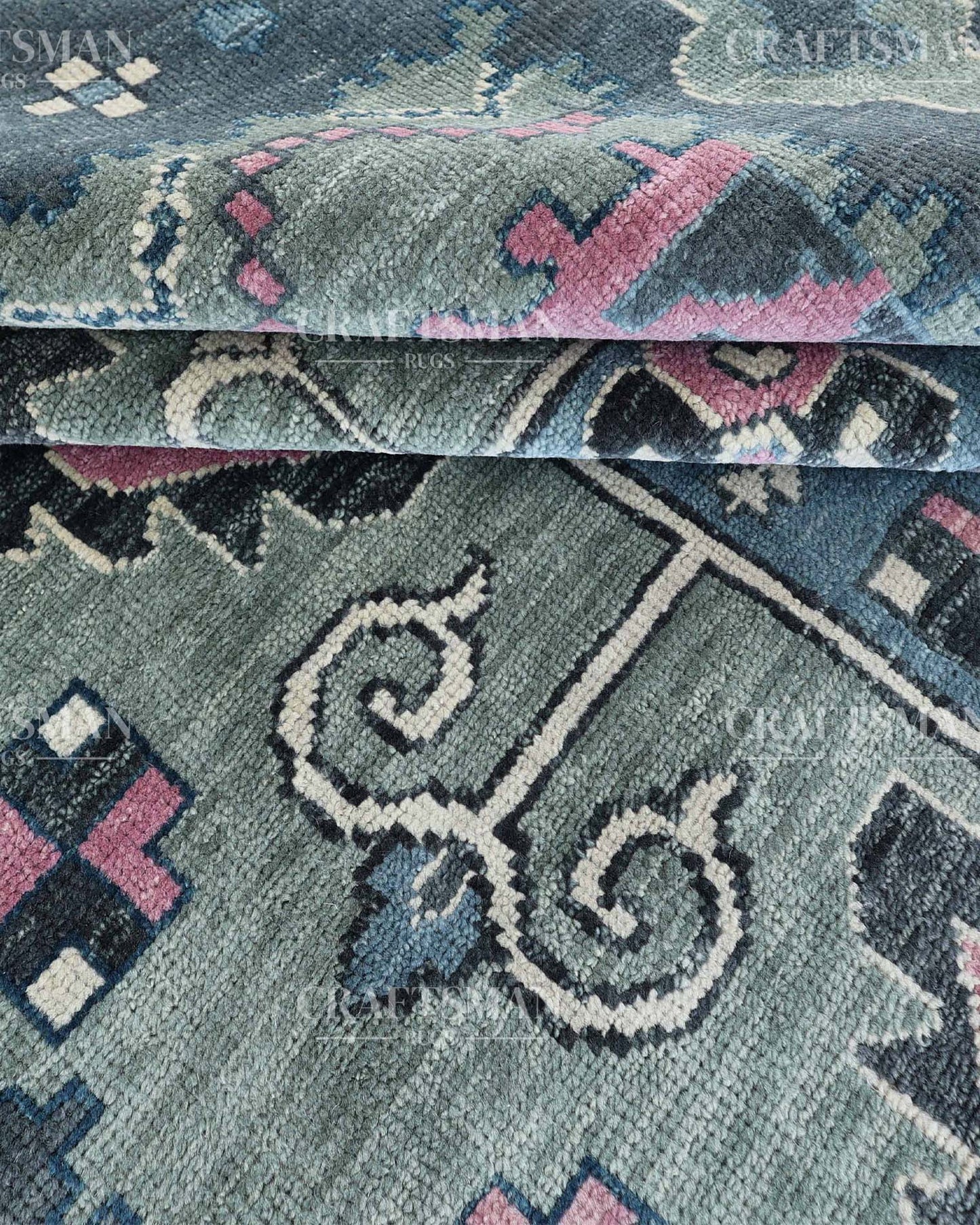 Rivis Wool Hand-Knotted Oushak-Inspired Rug