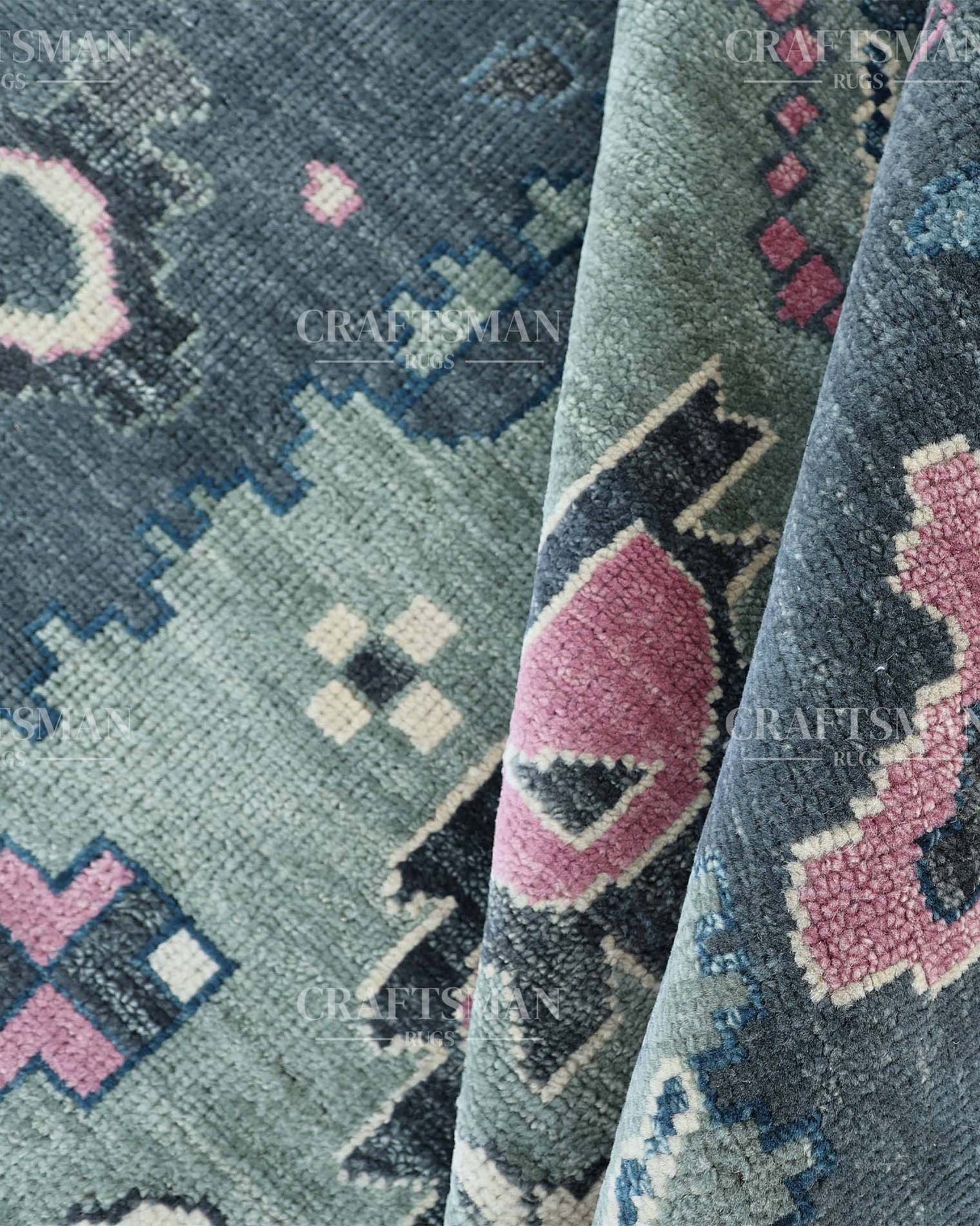 Rivis Wool Hand-Knotted Oushak-Inspired Rug