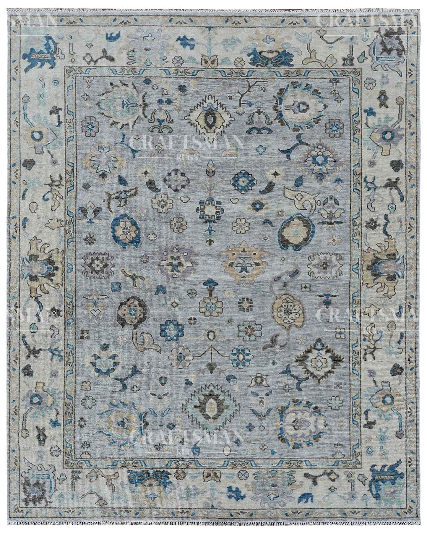 Calvis Wool Hand-Knotted Oushak-Inspired Rug
