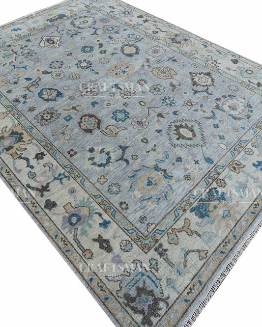 Calvis Wool Hand-Knotted Oushak-Inspired Rug
