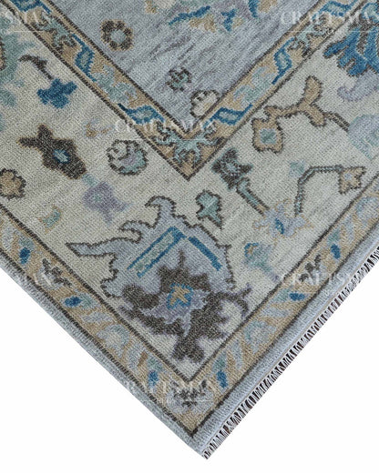 Calvis Wool Hand-Knotted Oushak-Inspired Rug