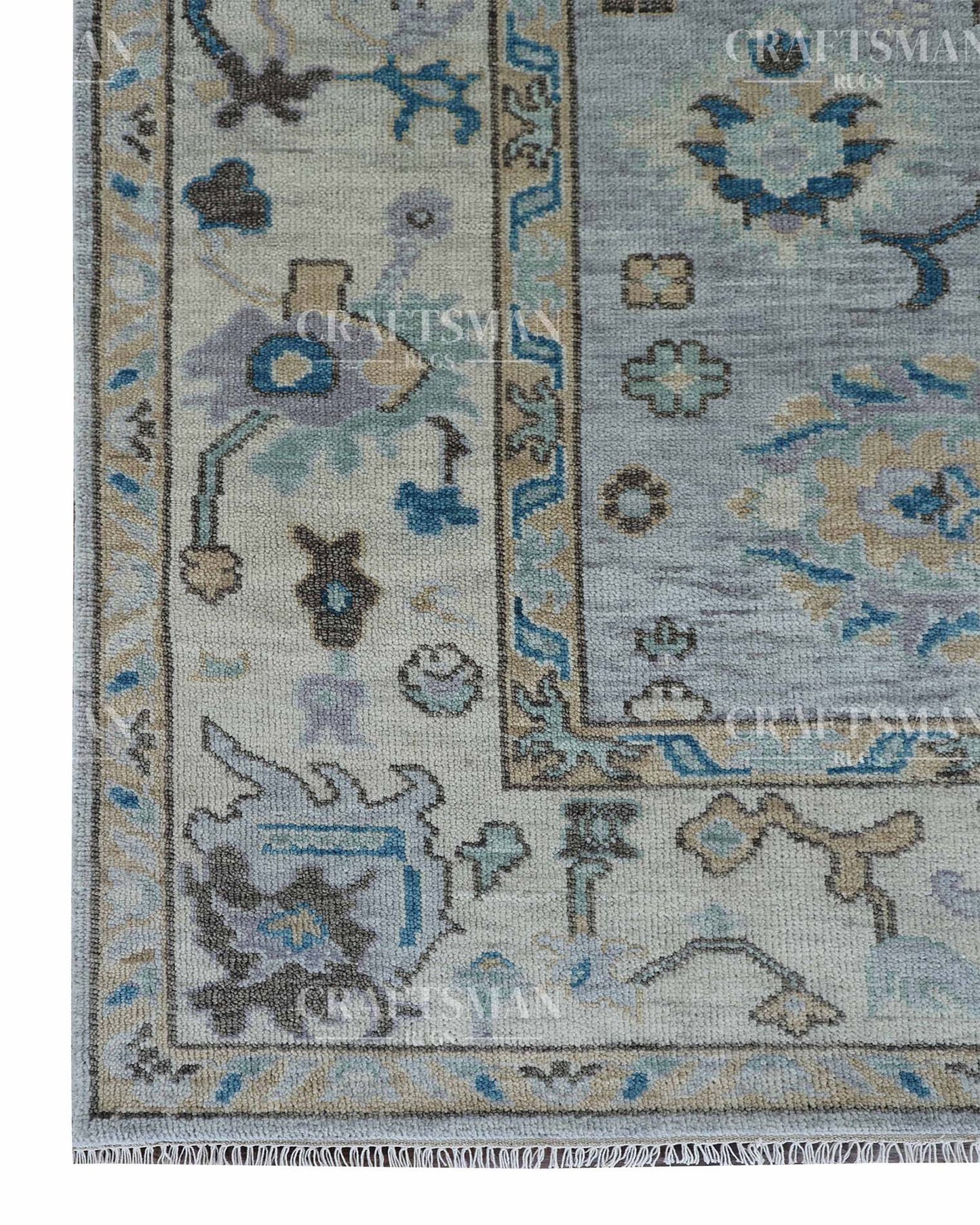 Calvis Wool Hand-Knotted Oushak-Inspired Rug