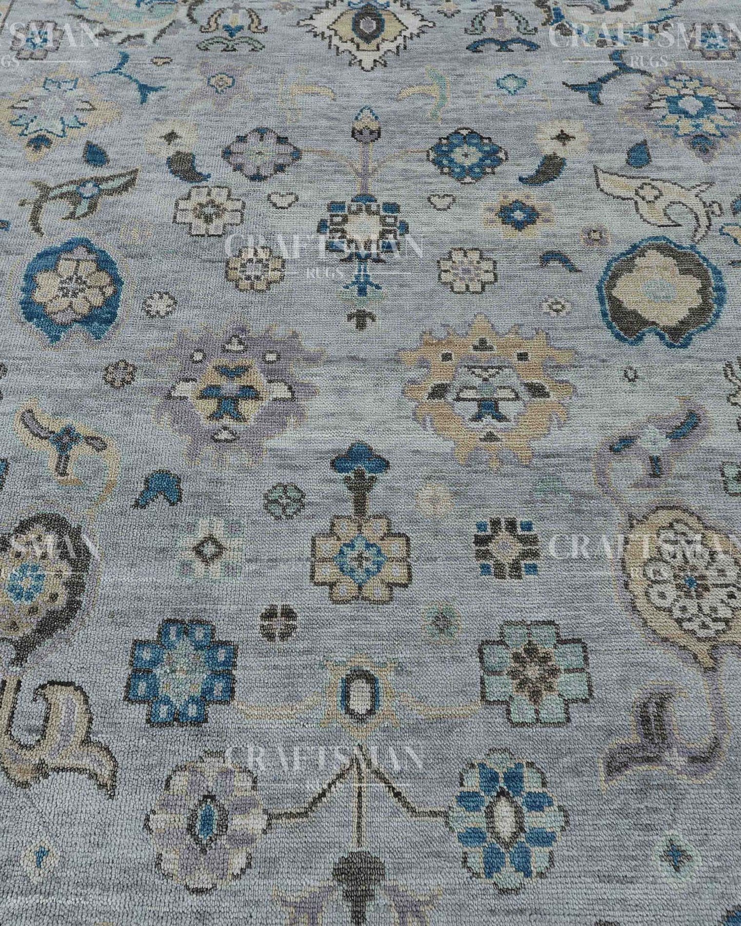 Calvis Wool Hand-Knotted Oushak-Inspired Rug