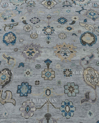 Calvis Wool Hand-Knotted Oushak-Inspired Rug