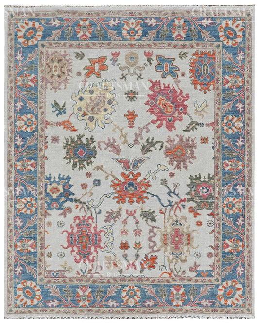 Aviris Wool Hand-Knotted Oushak-Inspired Rug