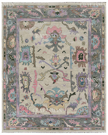 8x10 feet Wool Hand-Knotted Oushak-Inspired Rug | Craftsman Rugs Exclusive