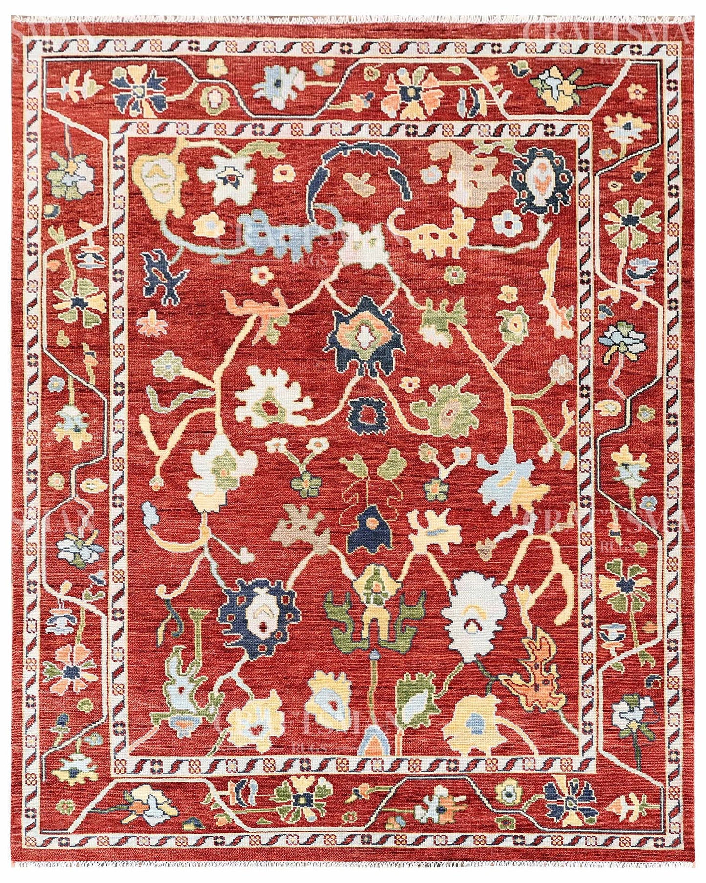 8x10 feet Wool Hand-Knotted Oushak-Inspired Rug | Craftsman Rugs Exclusive