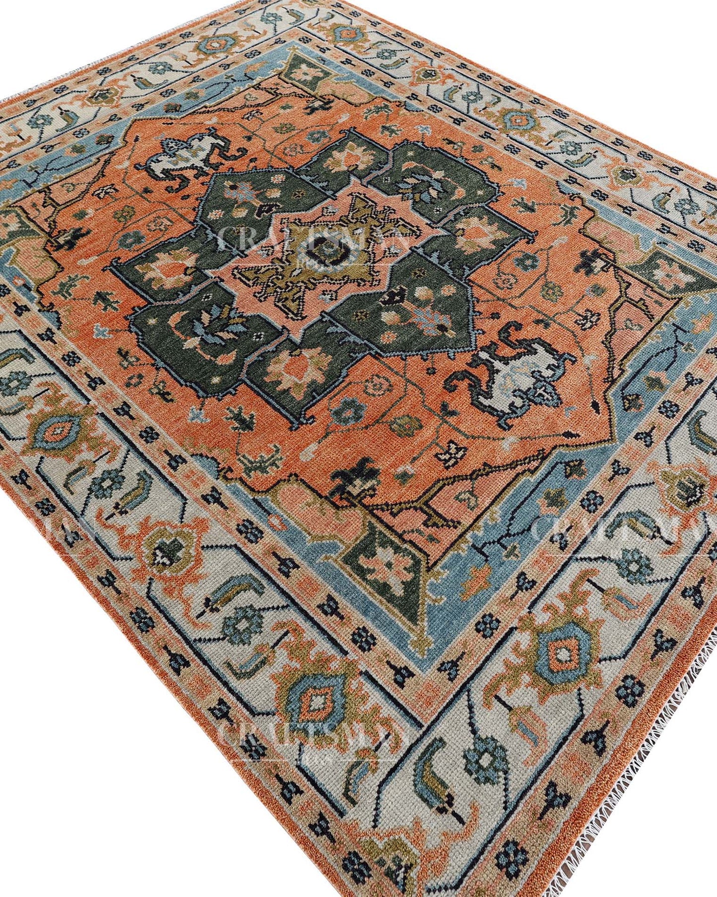 Torva Wool Hand-Knotted Oushak-Inspired Rug