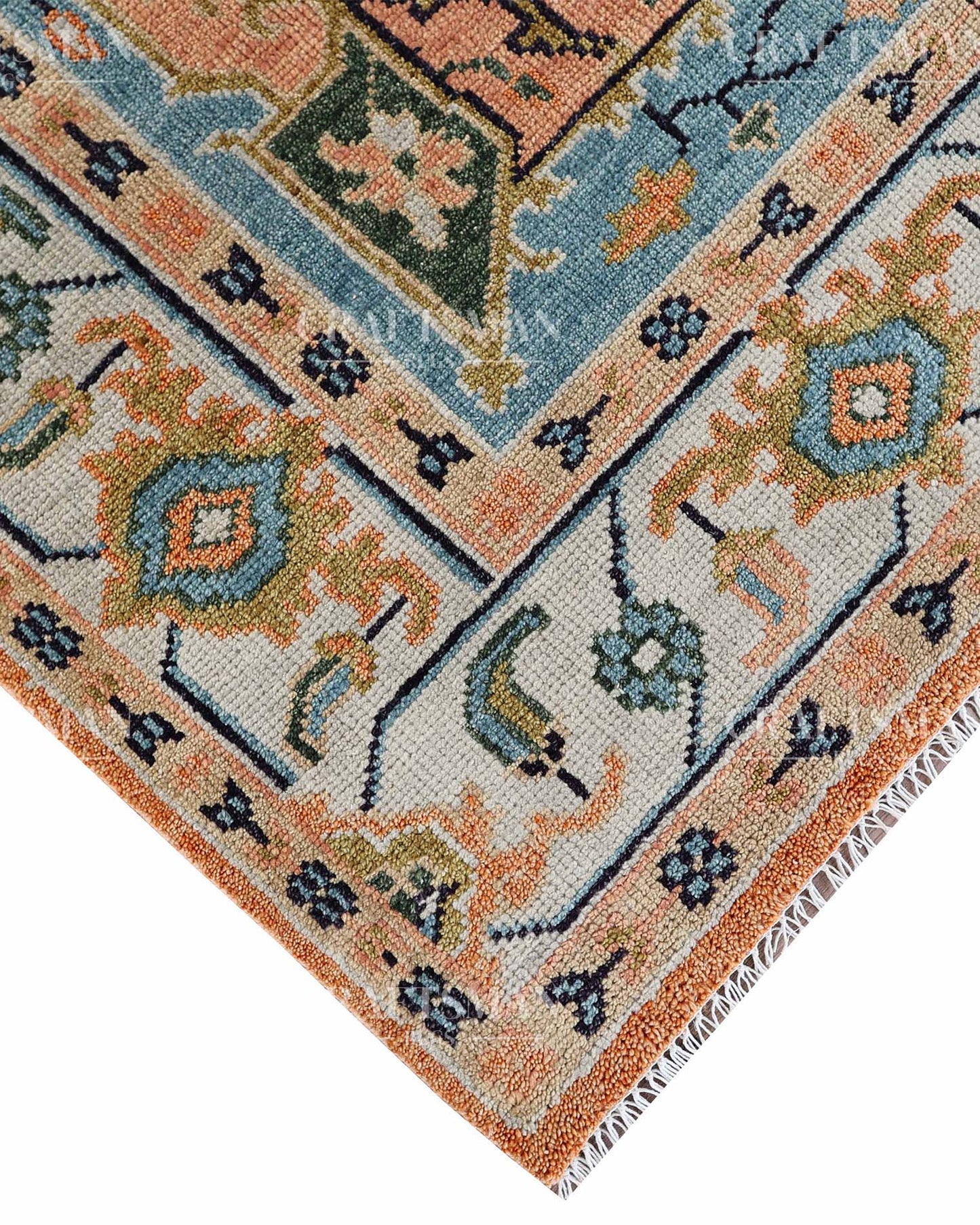 Torva Wool Hand-Knotted Oushak-Inspired Rug