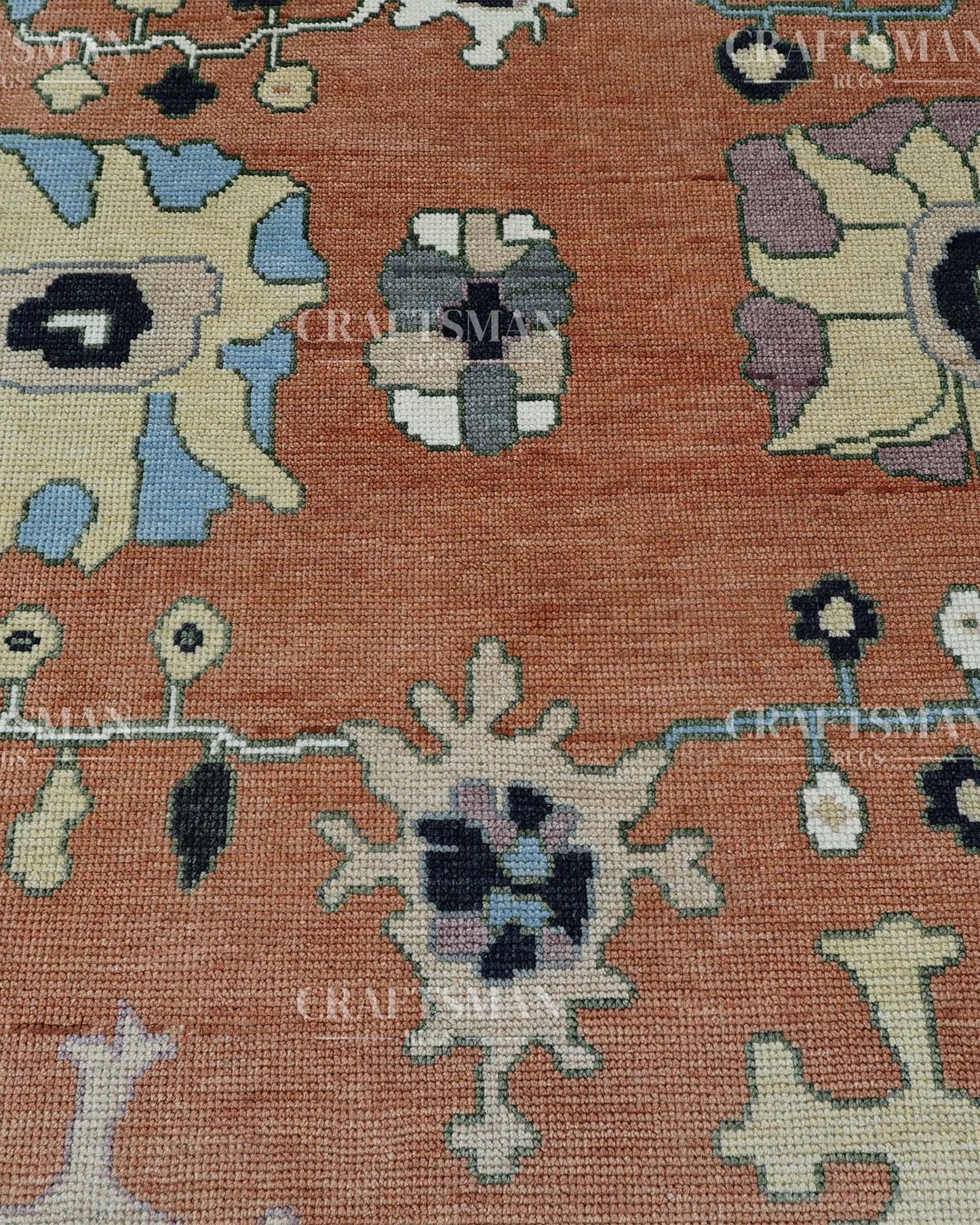 Velin Wool Hand-Knotted Oushak-Inspired Rug