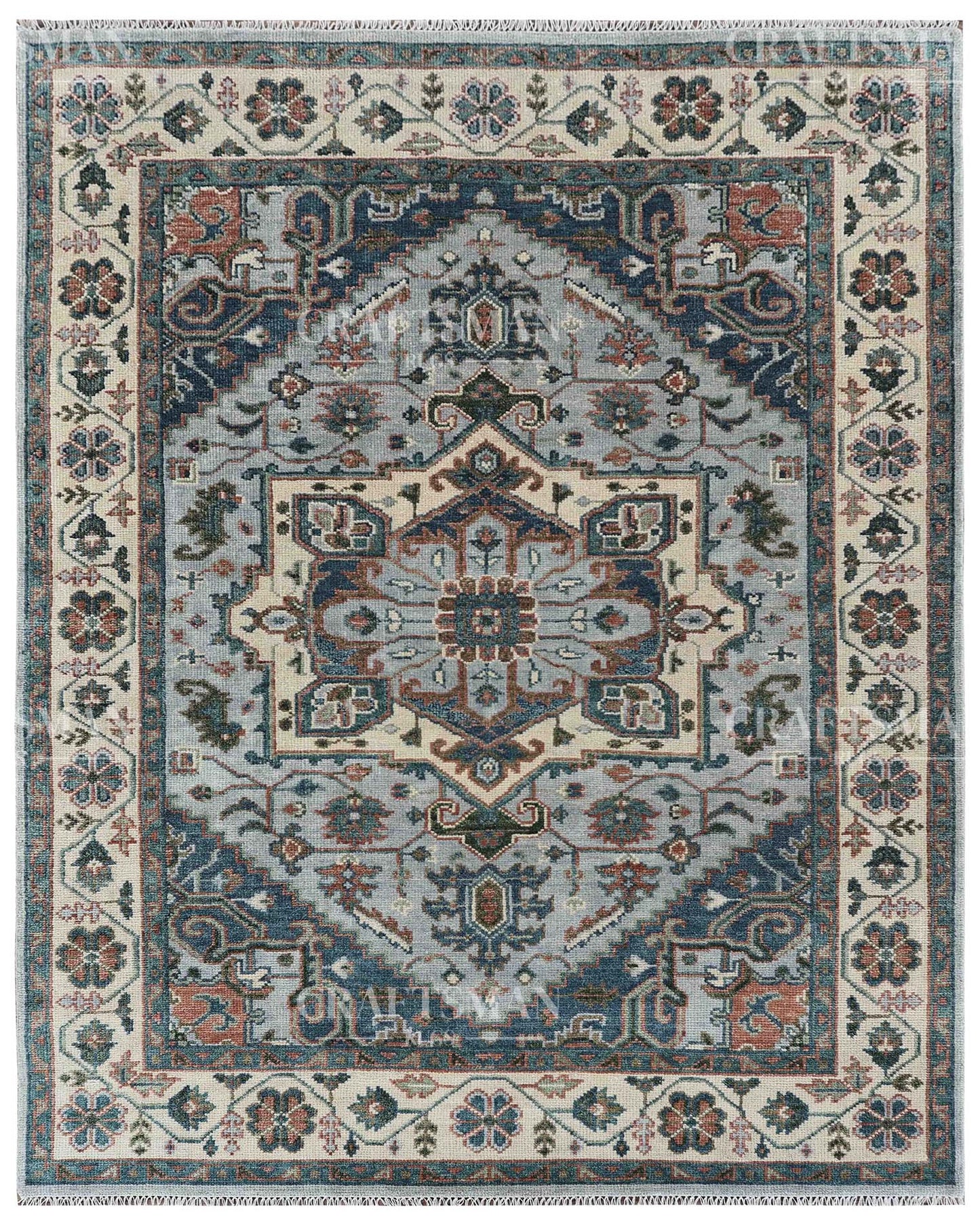 Lysrin Wool Hand-Knotted Oushak-Inspired Rug
