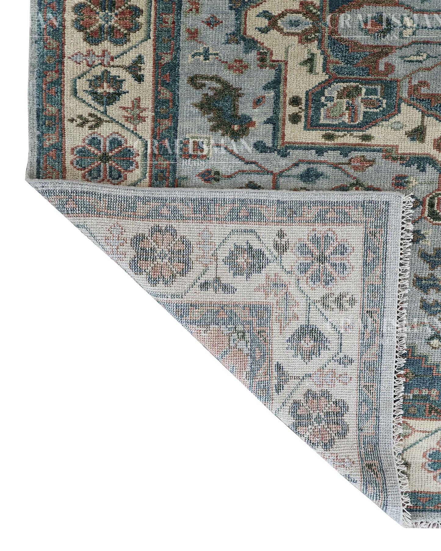 Lysrin Wool Hand-Knotted Oushak-Inspired Rug