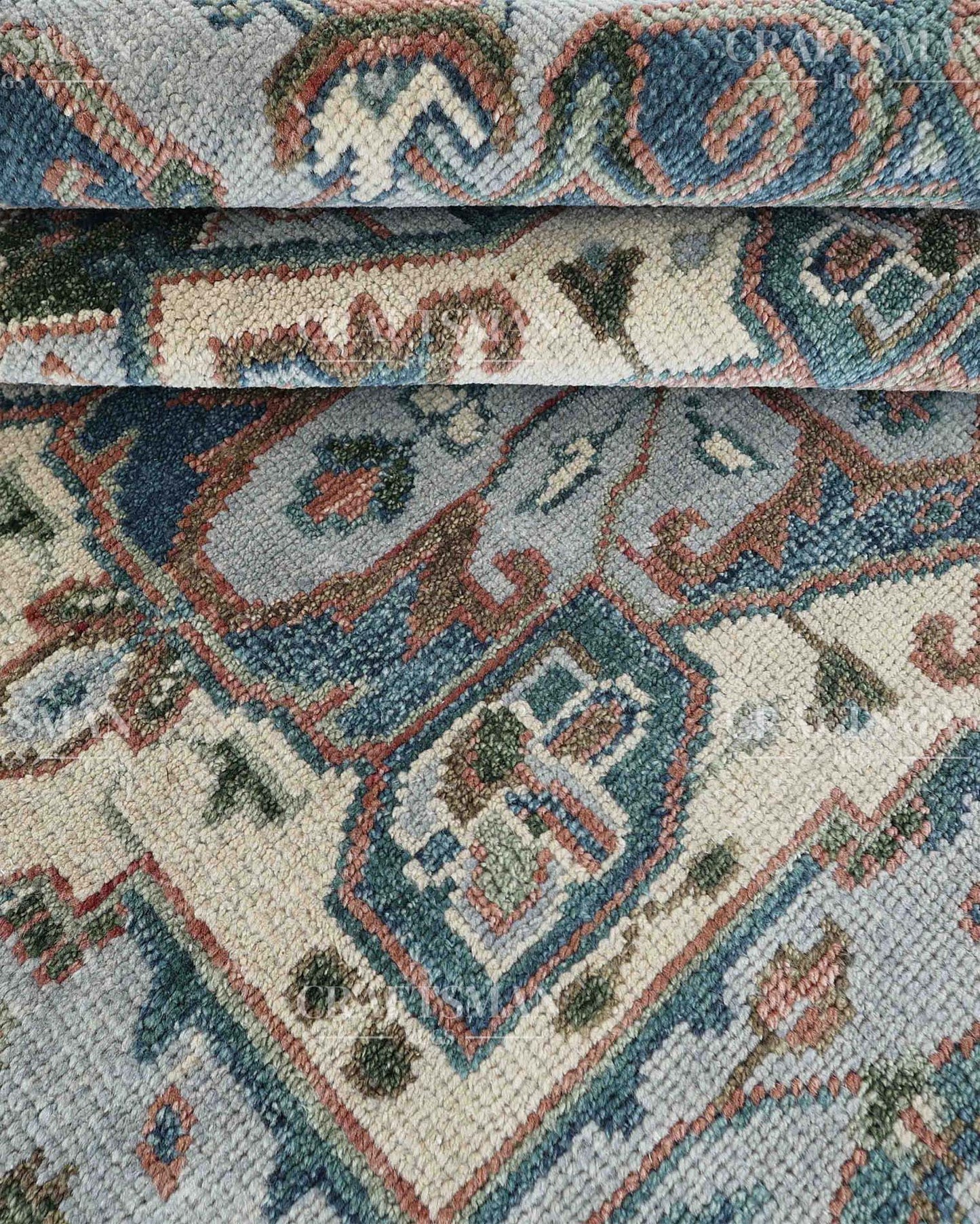 Lysrin Wool Hand-Knotted Oushak-Inspired Rug